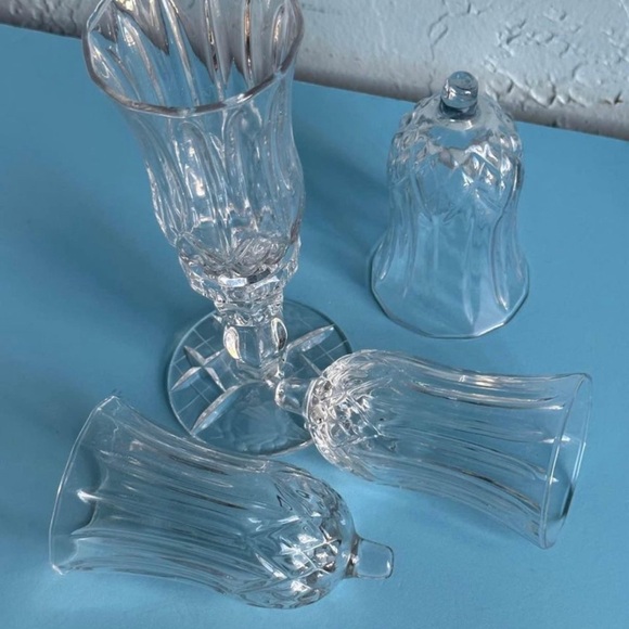 Home interiors diamond cut Clear Glass Tiffany candle holders cups - Picture 4 of 10
